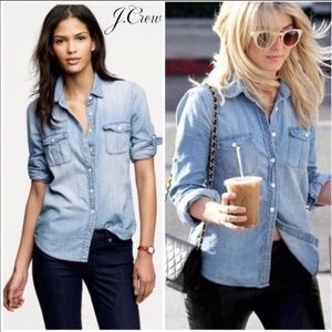 J.Crew XS denim chambray perfect shirt button down